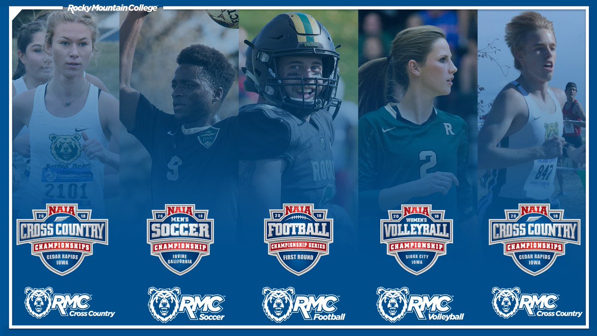 BattlinBears's tweet photo. What a year! 2018 has been an amazing season for Rocky's fall sports.  Five Rocky teams are competing this year in the @NAIA national championships.  
 
Five!

It's a good time to be a fan of the Battlin' Bears!

#BATTLINBEARS #NAIAMSoccer #NAIAFootball #NAIAWVB #NAIAXC https://t.co/KGEIdSJQip