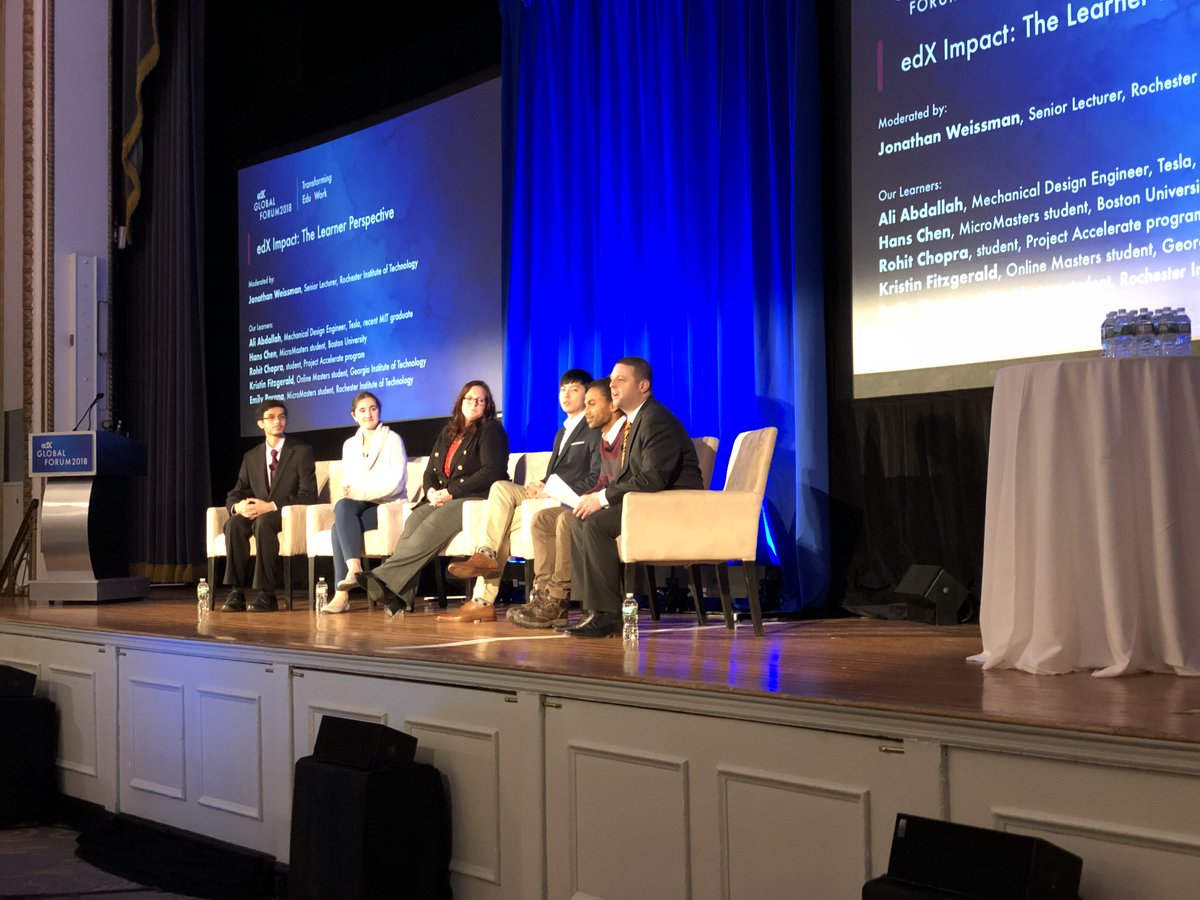 RITOnline's tweet image. During today's panel discussion at the @edXOnline Global Forum, our own Jonathan Weissman @CSCPROF & one of his students from the #CyberSecuirty #MicroMasters were on stage. Our student is now enrolled in the @RITtigers MS in Computing Security! #TigerPride