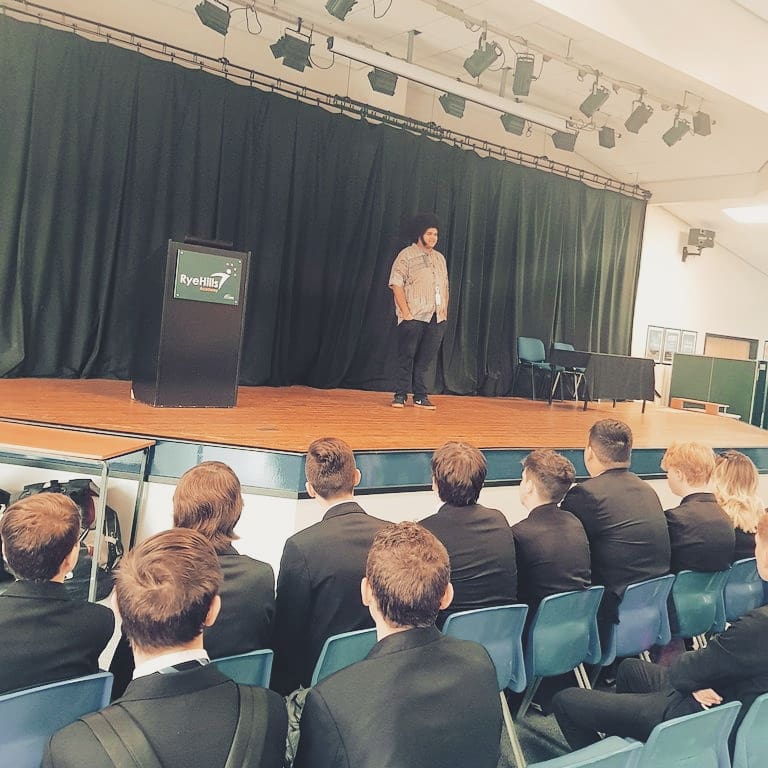 What a day. Had the pleasure to be asked to do a talk to the Y11s at <a href="/RyeHillsAcademy/">Rye Hills Academy</a> this morning during assembly. wonderful young individuals with a bright future, here's my man aspiring musician Jacob who is the latest &amp; last winner of the T-Shirt giveaway...what a guy🥇💙😍x