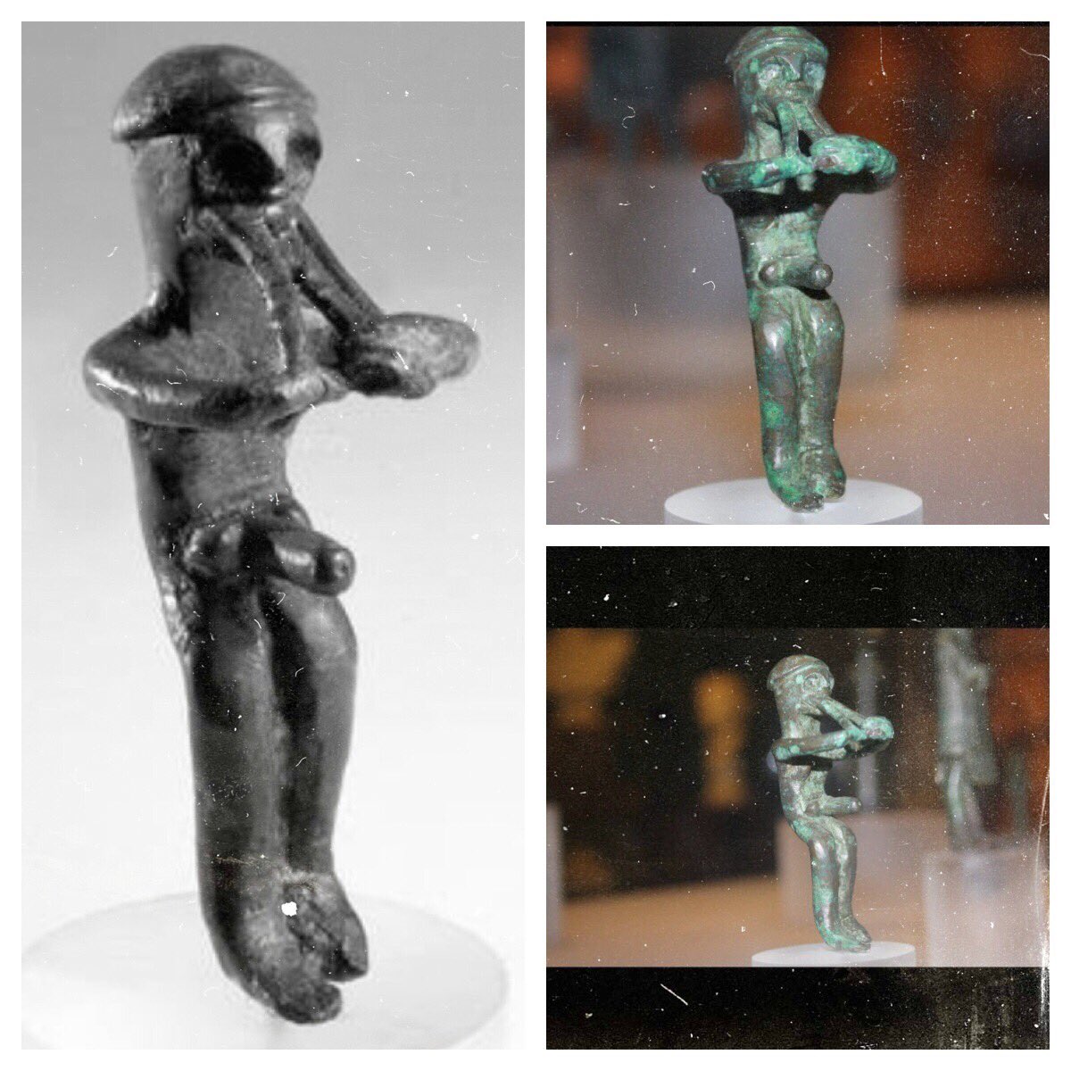 Una de las primeras fuentes históricas representa el hallazgo de una estatuilla de bronce, conocida como ‘aulete itifallico’, que el profesor #Giovannilliu ha fechado entre los siglos IX-III a.C. #launeddas