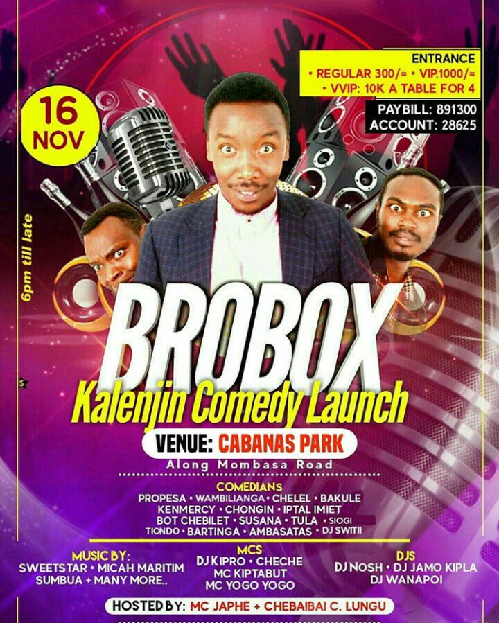 DjKemgal's tweet photo. #kalecomedylaunch
#Broboxcomedylaunch 
Happening tonight at City Cabanas cc @wananiitabrobox @Djnosh254 

#BurudaniExpress represented https://t.co/Vya0Cg1Hjk