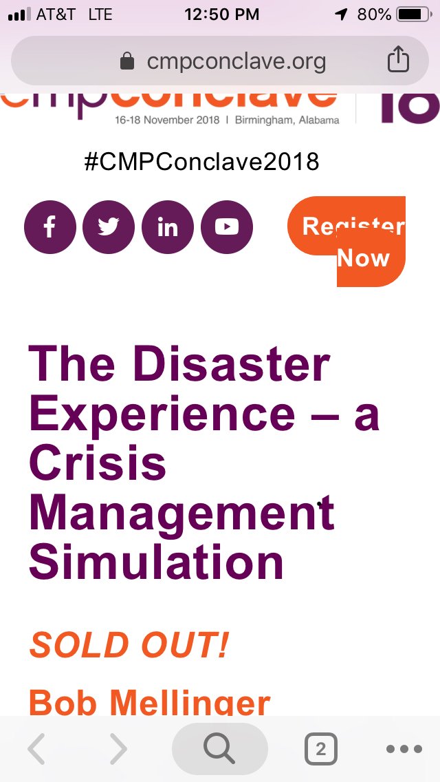 Attainium's tweet image. Just about ready to start the #DisasterExperience at #CMPConclave2018. Thanks to all who are looking forward to chaos and mayhem.