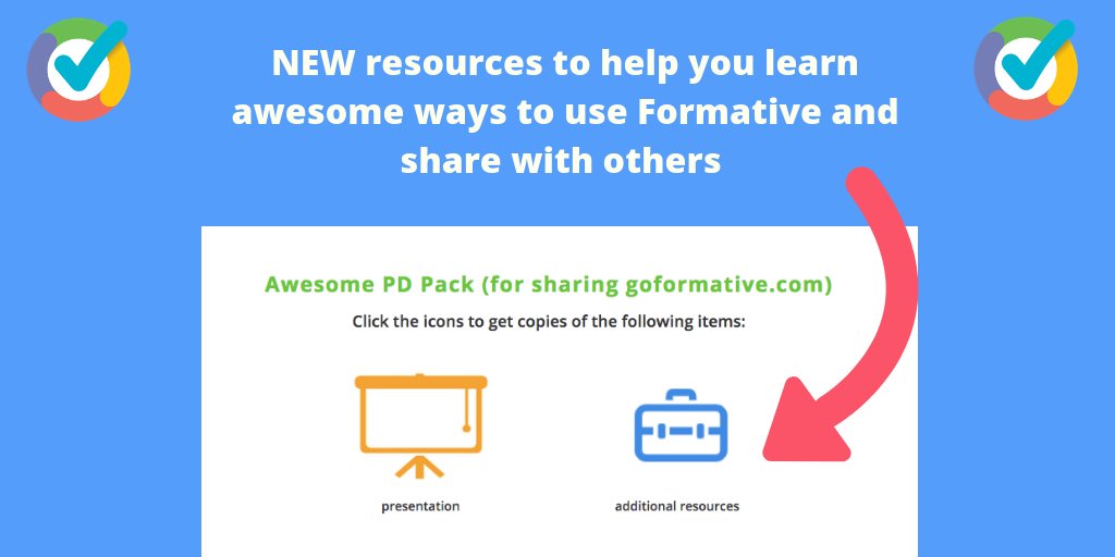 Update: We just added a bunch of NEW PD resources that you can use to learn awesome <a href="/goformative/">formative</a> implementation ideas and share with audiences! Access them here: bit.ly/2jSi2Un

Shout-out to the #eduheroes tagged below for creating them🙌

#FormativeFriday
#formativechat