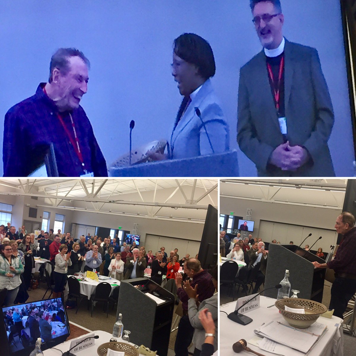 compusean's tweet photo. Tom Wood, retiring treasurer, is recognized by #indydio18 for his many years of service to @IndyEpiscopal . #episcopalIN https://t.co/7YUM4xVd5w