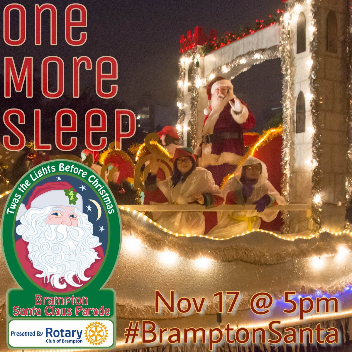 Join us tomorrow for hot coco, cookies, balloons outside of Ward funeral home! <a href="/BramptonSanta/">Brampton Santa Claus Parade</a> #Brampton