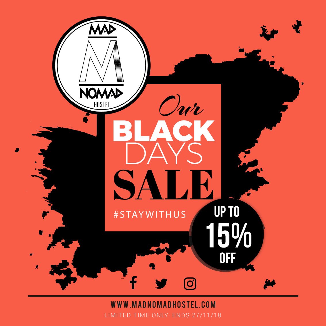 madnomadhostel's tweet photo. ¡Llegan nuestros espectaculares Black Days! Hasta con el 15% de descuento en tu reserva. ¡Quedate con nosotros! reserva online: https://t.co/wank1Enchm
#staywithus #blackdays #madnomadhostel #nomadlife #zonat #zonarosa #bogota #visitbogota #hostel #trip #travel #Colombia https://t.co/7RaTR2Cuqm