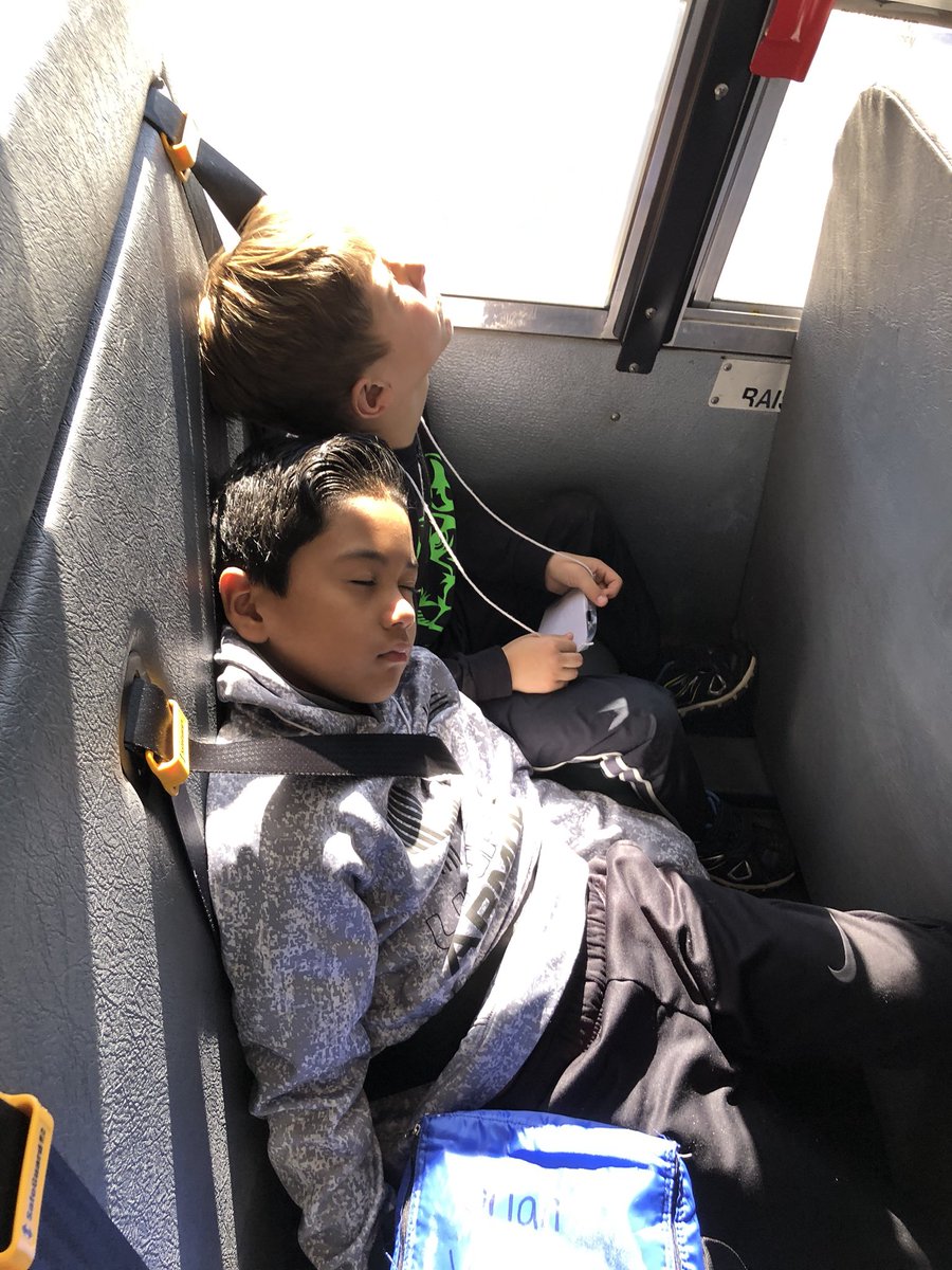 MsGartmann's tweet photo. “I’m not going to fall asleep on the bus!”
Five minutes later....silence 
@SrtaLucio #thompsonIsExcellence #fabfirsttimeline https://t.co/jjB8LrWk3h