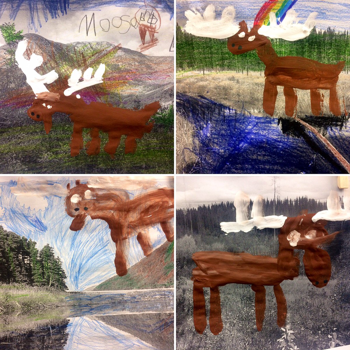MsSinclair_Ed's tweet photo. Today we added our very own moose to our habitat photos! Who knew @OliverJeffers book would inspire us through the whole week (and hopefully longer)! ... very amooseing! #WeAreArtists #SeeWhatImLearning #MagnificentMoose #FridayFun #CreativeKids #InspiredByStories https://t.co/CBIihJUbTt