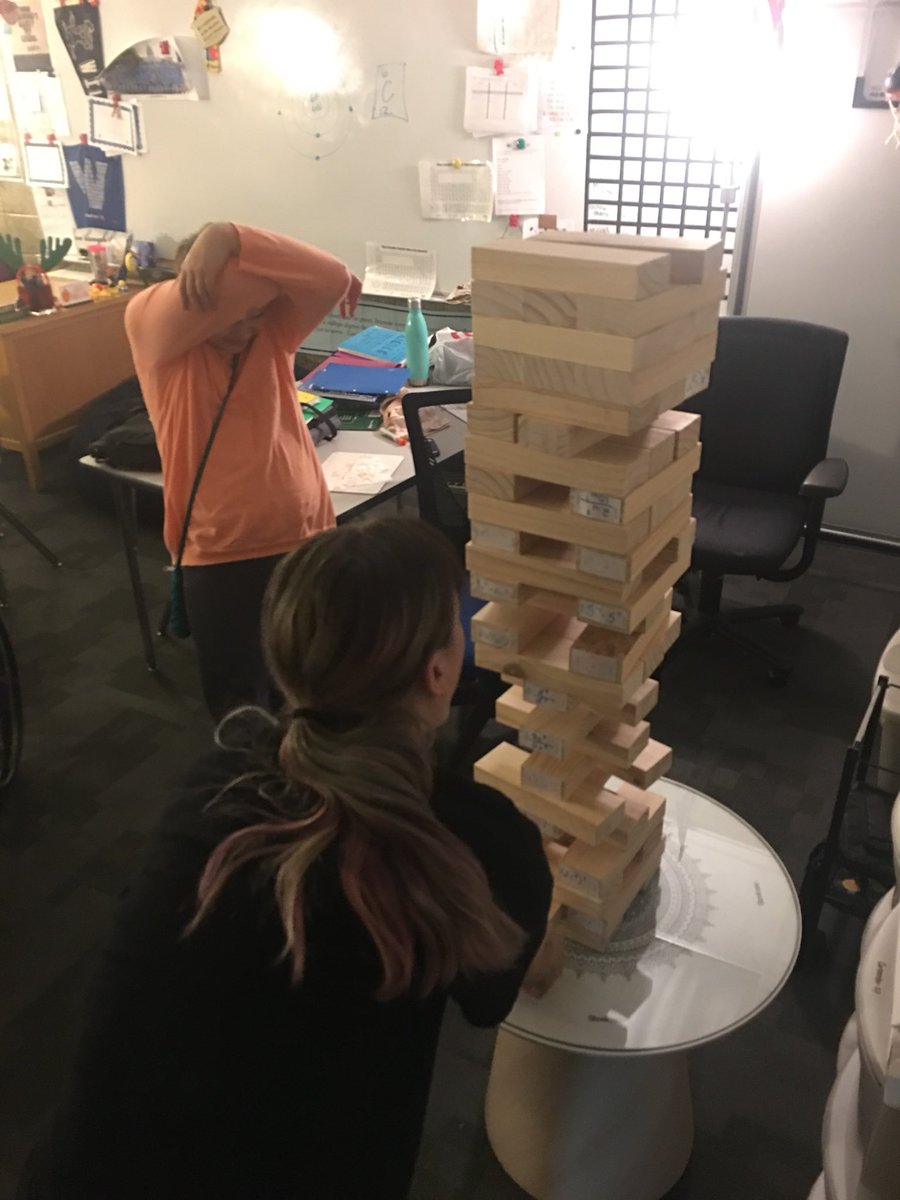 K_Carpenter13's tweet photo. Tense moments during math today! Will it fall?!?! @109Caruso Ss had so much fun learning our math playing math @JENGA! #Engage109 #CarusoWay @DPS109 https://t.co/DIqKCr24Er