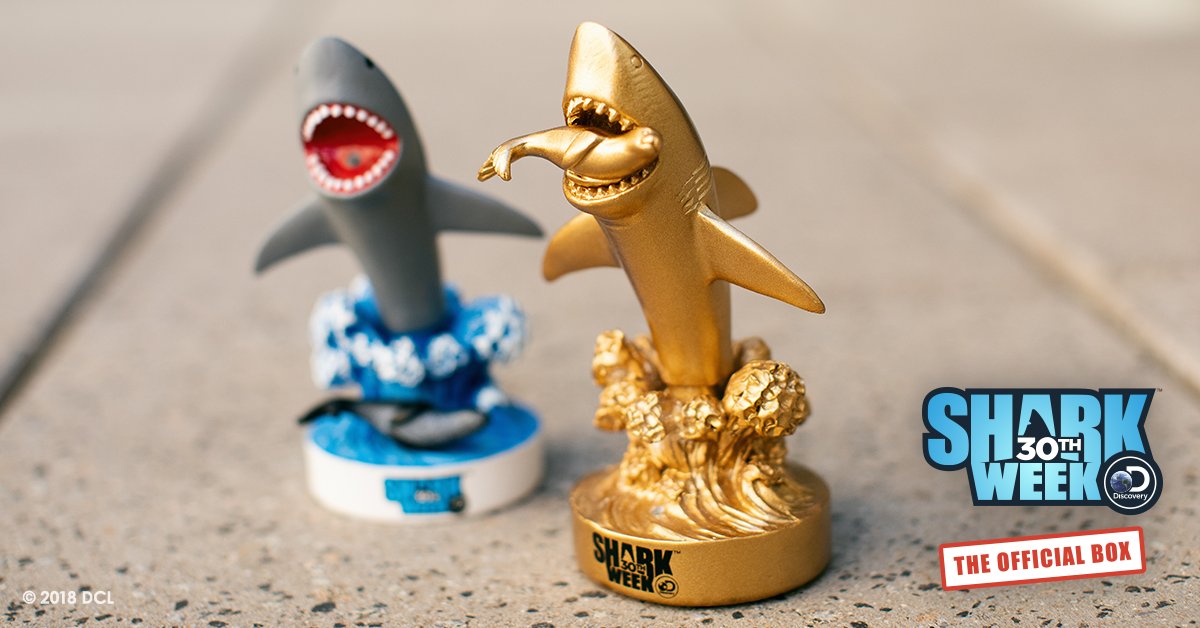 theSharkWeekBox's tweet image. Will you get a Shark Week™ Box with one of 300 Limited Edition Gold Shark bobbleheads? Double your chances by applying SHARK10 at checkout for buy one, get one for $9.60. Snag the deal here:  thesharkweekbox.com/discount/Shark…