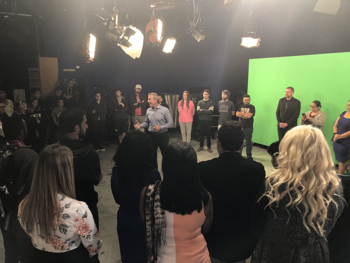 doctimbrown's tweet photo. What a thrill to have #TomRinaldi and @GenoEspn in our studio talk with @ucfnscm students about career, life, and teamwork. Amazing teaching moments from them both! Thank you for making the time to visit! https://t.co/GhHPuKyTUj