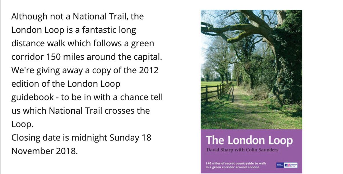 . <a href="/NationalTrails/">National Trails</a> are giving away a #LondonLoop guide book. You have until Sunday evening to enter the prize draw.  shop.nationaltrail.co.uk/blogs/news/loo…