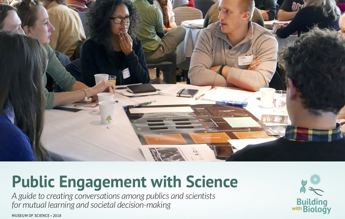 informalscience's tweet photo. How do you create conversations between scientists & the public to engage in mutual learning & societal decision-making? As part of its #BuildingWithBiology initiative, the @museumofscience developed a guide to help. @nisenet https://t.co/y1xhUNDTay https://t.co/hVP678TiK0