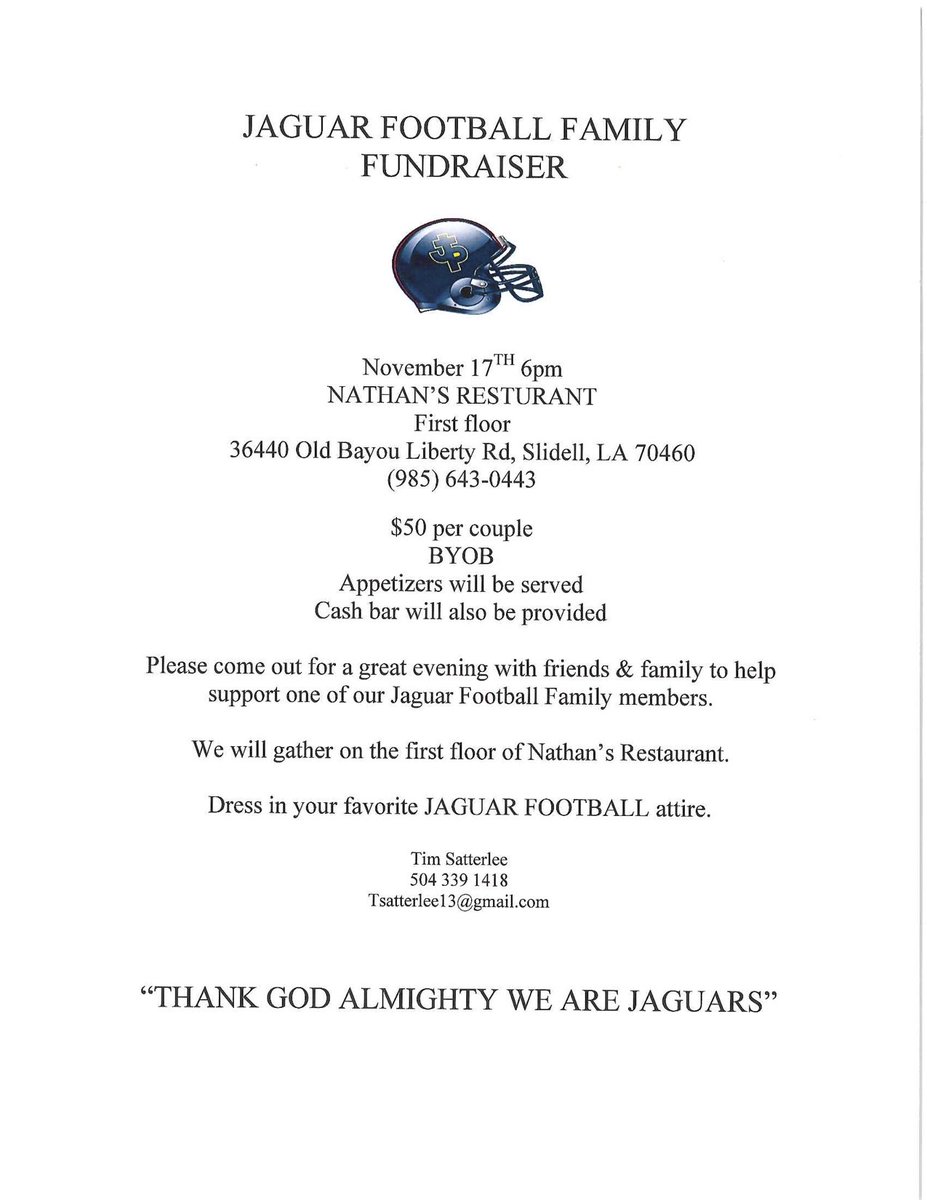 Come join us for a night of Jaguar family fun to support the Football team.