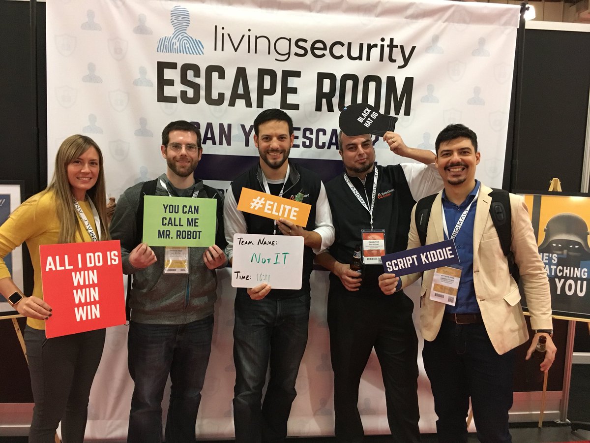 LisaJoh7250's tweet photo. Escape Room at #infosecna18.  Super fun @Living_Security! https://t.co/pUtyMfRWvz