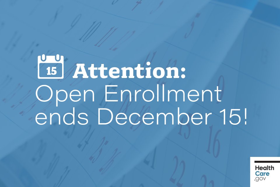 uwswok's tweet photo. Open enrollment for 2019 Marketplace health coverage ends in less than a month.  Visit https://t.co/ZDwPgepf6o to get more information, enroll, or change Marketplace health insurance for 2019. https://t.co/3NnwDsIZZf