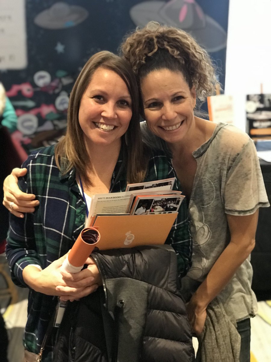 WriteBrainBooks's tweet photo. Other than the CEO-sized pimple on @WriteBrainBooks WRiTE Founder Meredithโs forehead, itโs a pretty cute picture with #BeckyNider of #ReadingRoadmap in the closing hour at the #NSLA conference. #summerlearning #smartersummeres #literacy #kidsgetpublished #BeckyNider https://t.co/4T0Nfoik4J