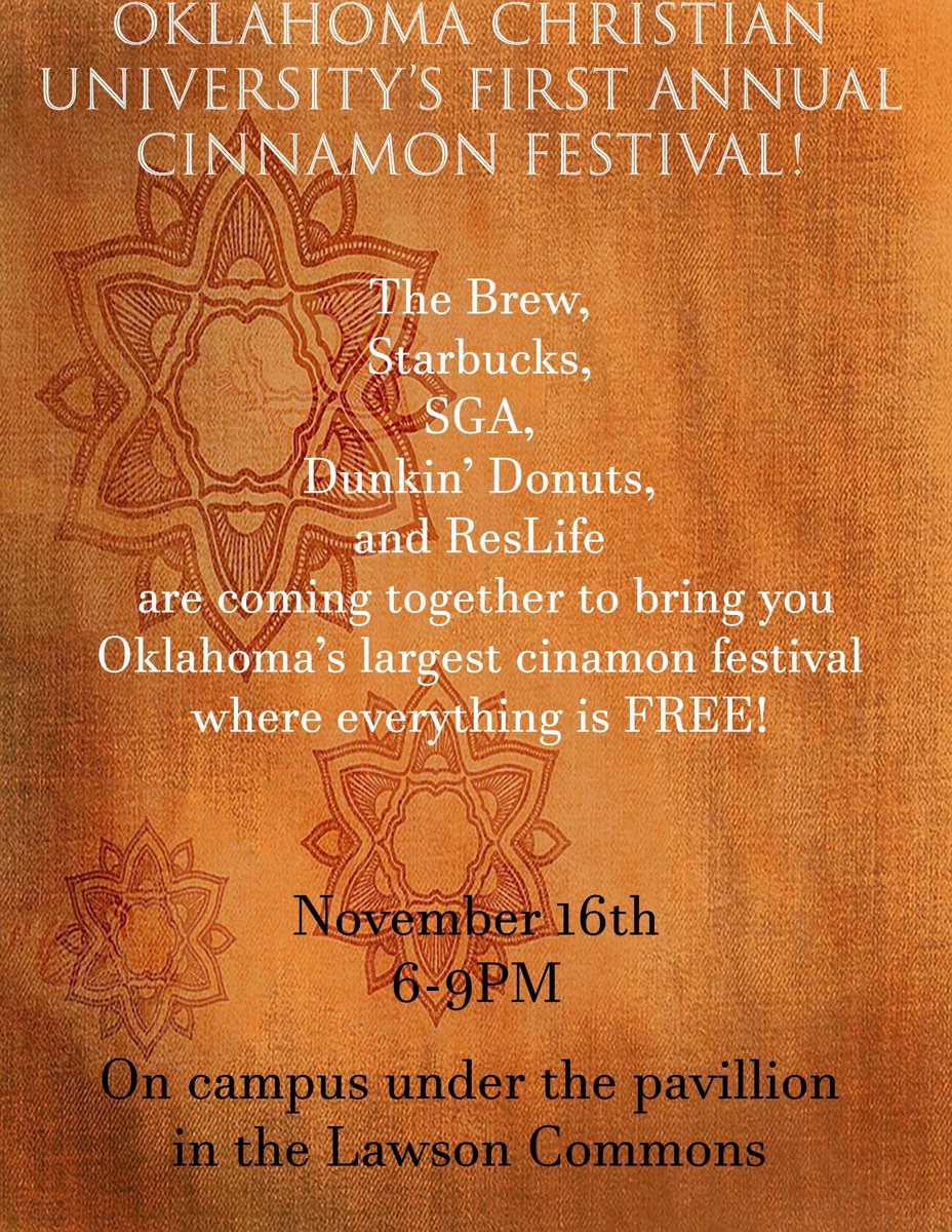 okchristianSGA's tweet photo. Stop by the Cinnamon Festival tonight (6-9pm) for some great treats and then come to Elevation Trampoline Park!! (8-10pm) Check your SGA email from last night for more info! 

Today’s giftcard giveaway is $25 to Panera Bread!! RT to be entered to win! https://t.co/Gig3ZbzwAd