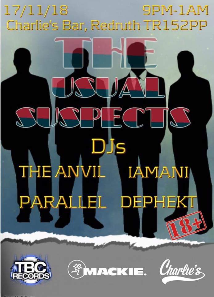 CharliesRedruth's tweet photo. Sat 17th Nov is #DnB night down @CharliesRedruth. This will be the first for a while. #dj’s The Anvil Iamani Parallel &amp; @DephektDNB will be #performing. Hosted by @RecordsTBC doors open from 7pm https://t.co/4YS8SEELt2