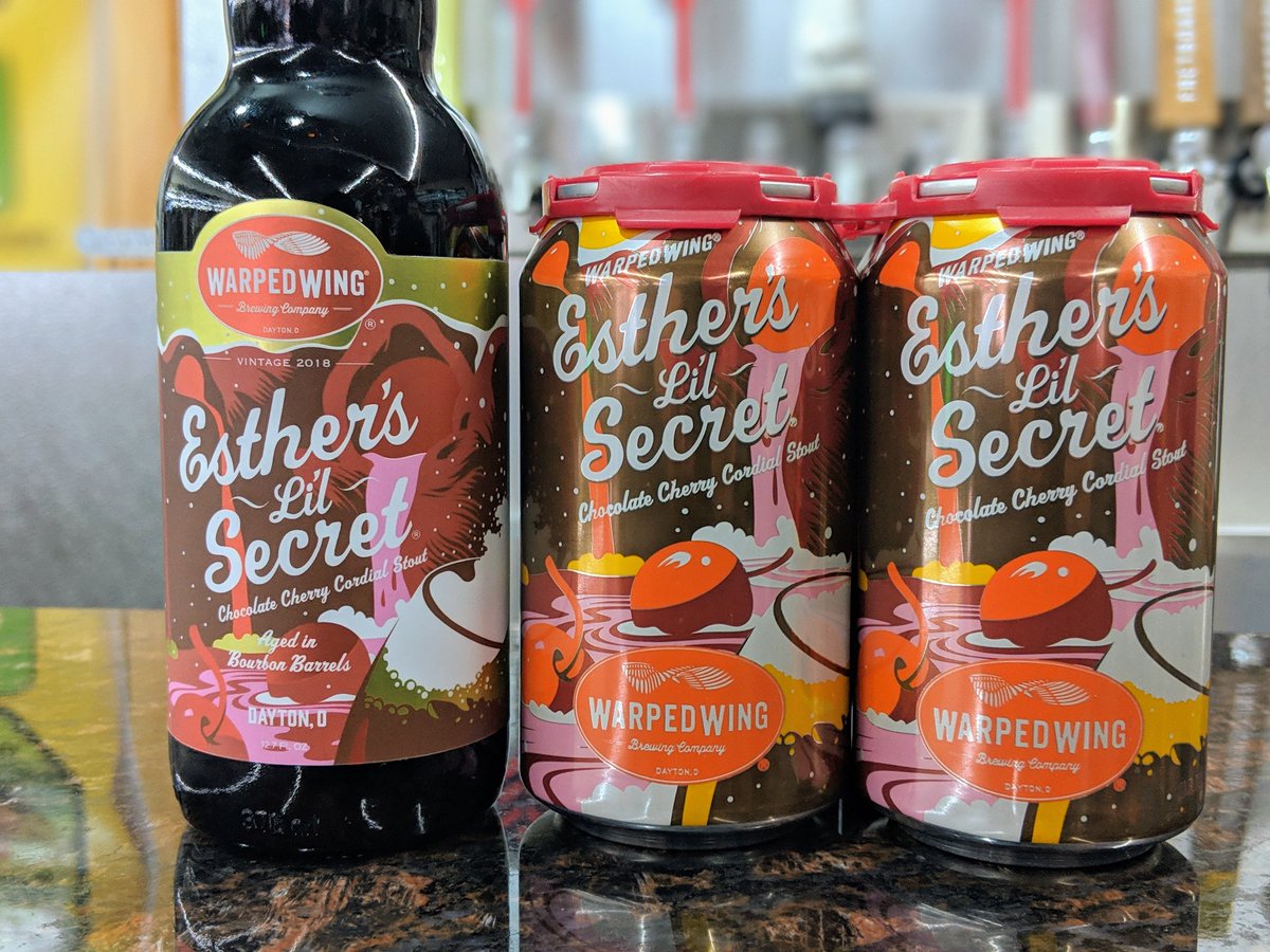 CheviotMarathon's tweet photo. This year's Esther's Lil' Secret is here from @WarpedWing! This year a Cherry Chocolate Cordial Stout and they Barrel aged it was well this year! Don't sleep on this! #LilSecret #OhmyGooooosh #ThatBBAThough https://t.co/sOnIY1GdaF