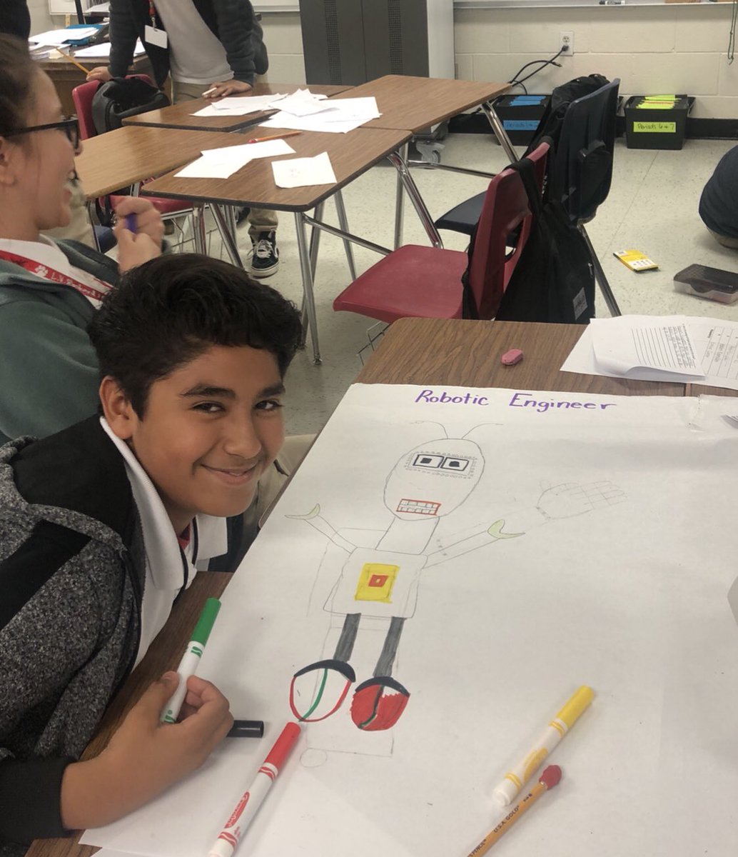 MissKatsMockler's tweet photo. Thankful for the work of teachers and volunteers at STEM College and Career Class Day at @Stockard_ms! Students engaged in Q&amp;A with a doctor, did a lab with a hyraulics engineer, built bridges using STEM skills, and researched what it takes to make their career dreams a reality! https://t.co/ABYm57upee