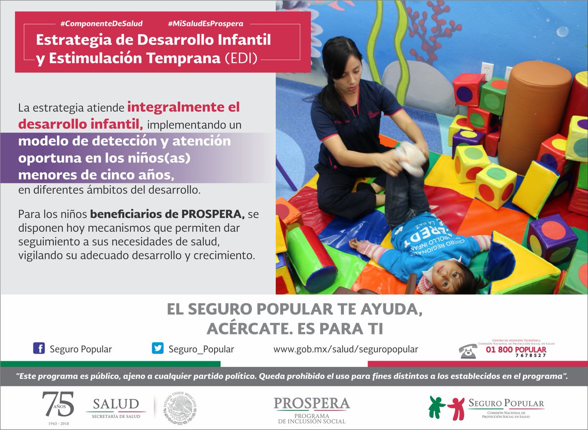 Seguro_Popular's tweet photo. #SabíasQué, durante esta administración se logró que los pequeñitos beneficiarios del Componente de Salud @Prospera_MX, sean evaluados con pruebas EDI para detectar de manera oportuna problemas en su desarrollo. #MiSaludEsProspera #ComponenteDeSalud. https://t.co/l7RQJaenFI