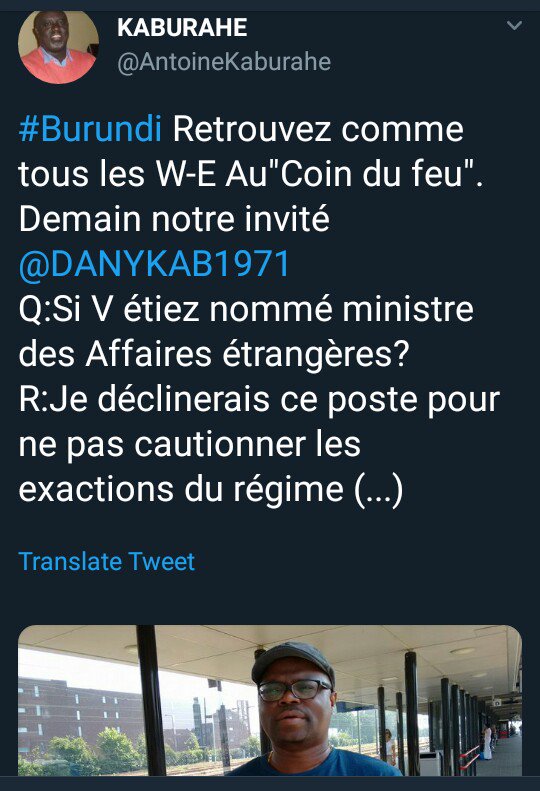 #Burundi <a href="/AntoineKaburahe/">KABURAHE</a> qui nous déniche Kabuto pour mieux cracher leurs venins sur le <a href="/BurundiGov/">Bureau du Premier Ministre</a> .Il devrait arrêter cette hypocrisies. Rien de sérieux et d'objectif ne sortira de ces commérages. Vous êtes avertis!
