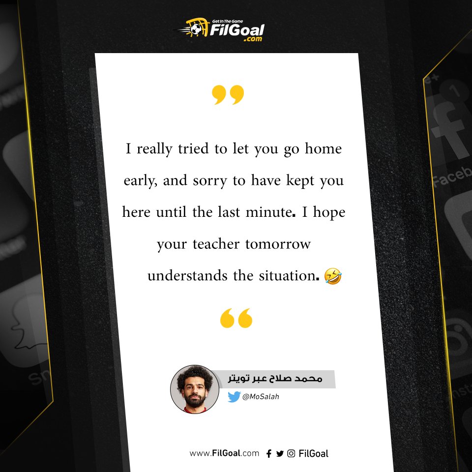 FilGoal's tweet photo. صلاح للطفلة التي رفعت لافتة تطالبه بالتسجيل من أجل الذهاب للمنزل لحل الواجب: "حاولت حقا مساعدتك للعودة للمنزل مبكرا. أسف لجعلك تنتظري حتى الدقيقة الأخيرة. أتمنى أن يتفهم مدرسك الموقف غدا" 😅 https://t.co/n7ByOoDSTc