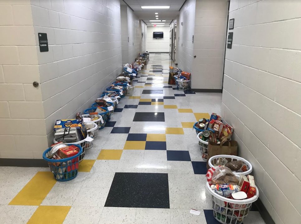 TrinityPrepFL's tweet photo. Our students did such a did a great job collecting food for families in need for Thanksgiving. Way to go, Saints! #TrinityPrepFL https://t.co/wohWQ4jbFw