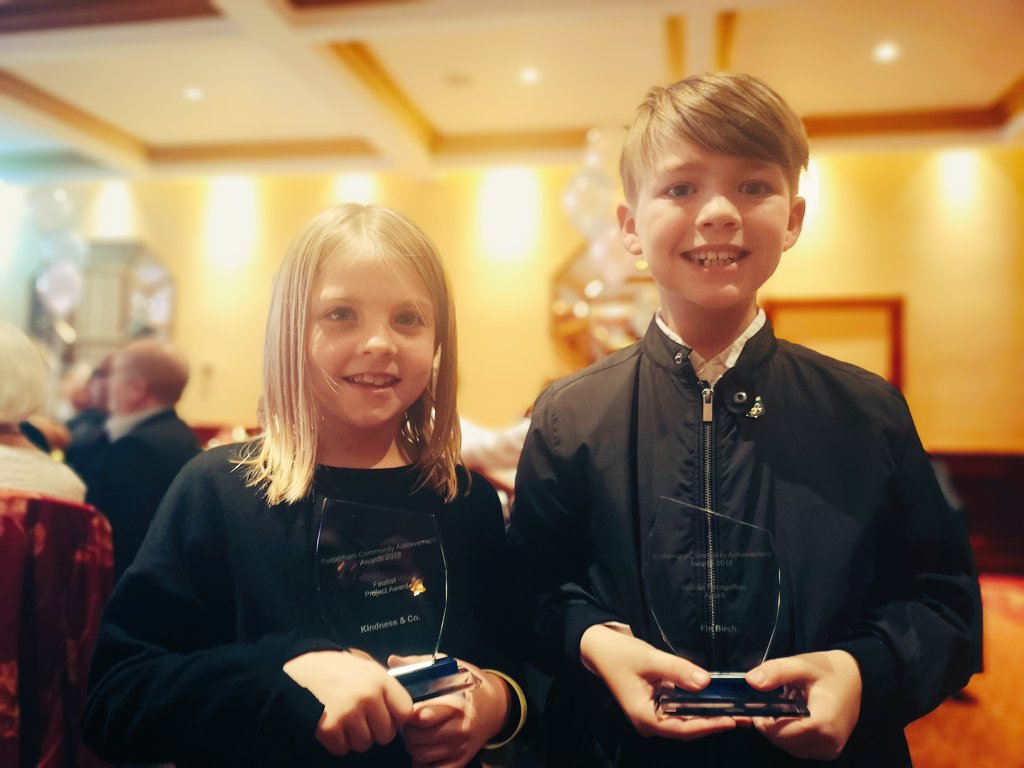 Kindness_Co's tweet photo. We couldn't be prouder of our volunteers this evening at the @VARotherham Awards, especially Fin &amp; Edi, our youngest and most incredible volunteers ❤️ https://t.co/uVd1aCpvE2