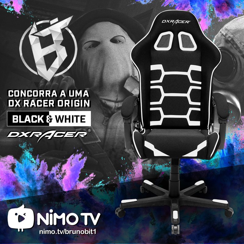 bit1's tweet image. Guys! Como sabem eu mudei de plataforma e agora faço streams pela @NimoTV_Brasil, para comemorar esta mudança eu vou sortear uma Cadeira DXRacer Origin Black&amp;amp;White e para concorrer basta cumprir todas as etapas a deste link -&amp;gt; bit.ly/2TkiNqP BOA SORTE A TODOS!