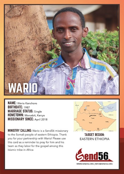 send56's tweet photo. Will you join us in praying for Wario? - Pray that God would give Wario protection - Pray that the Holy Spirit fills the hearts of those who Wario ministers to - Pray for the unreached of Ethiopia #Send56 #Missions #Travel #Africa #Ethiopia https://t.co/IwCnsjzKja