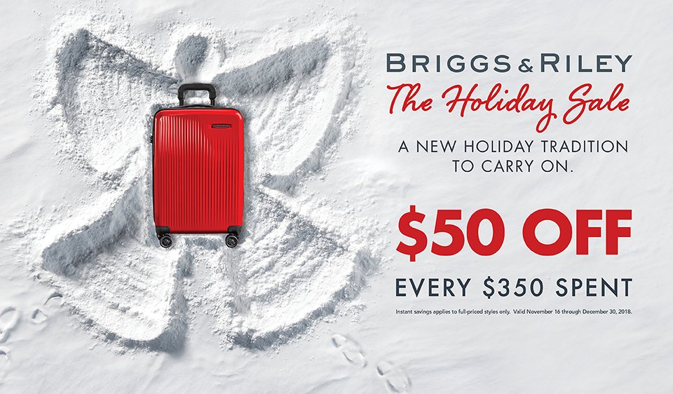 cbnbaggage's tweet photo. The Bag N Baggage Holiday Sale - Enjoy $50 - $100 Off Briggs &amp; Riley and 20% Off Select Tumi Products including the Alpha collection https://t.co/4cVe164QYR https://t.co/UVHMbcS7Jr
