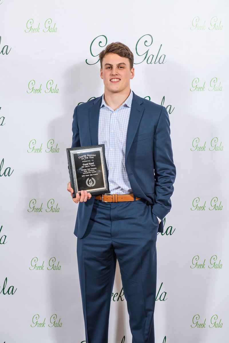 Brother David Bond won President of the Year at Wednesday’s Greek Gala. David has led Michigan Beta to great success in the past year and has laid the foundation for more success in the future. As a chapter, we’re thrilled to have him as our president.