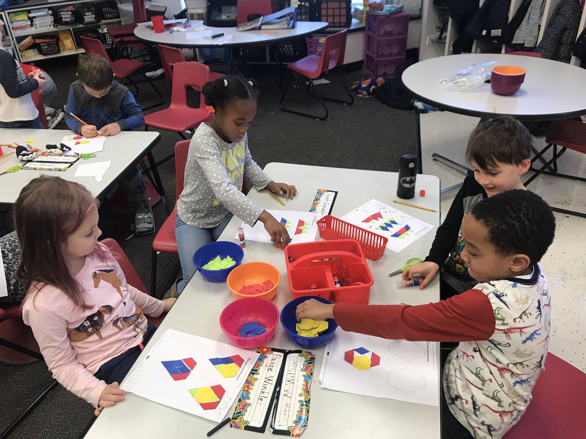 Students communicating, collaborating and working together to build pattern puzzles.    #gretchko2020
