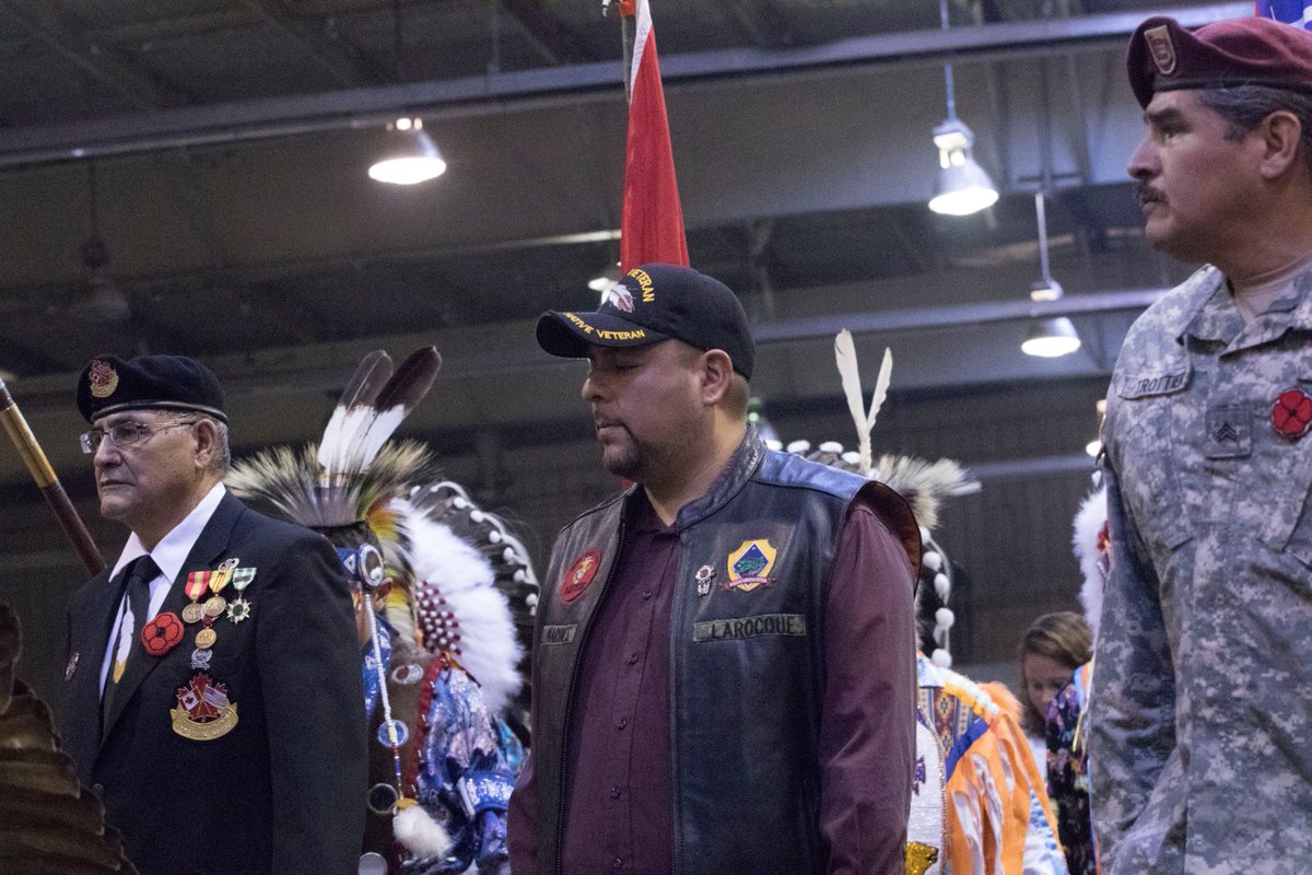 SamsonCree's tweet photo. #LouisBullFirstNation Veterans Pow Wow 2018. Grand Entry November 11. @SamsonCree #PowWow #VeteransDay https://t.co/sc1HTrJxDd