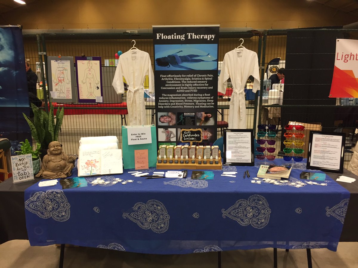 FloatingTherapy's tweet photo. We've got Stocking Stuffers &amp; Gift Certificates all weekend at the Health Expo at the Bradley Convention Centre https://t.co/5D5SSRxXvW