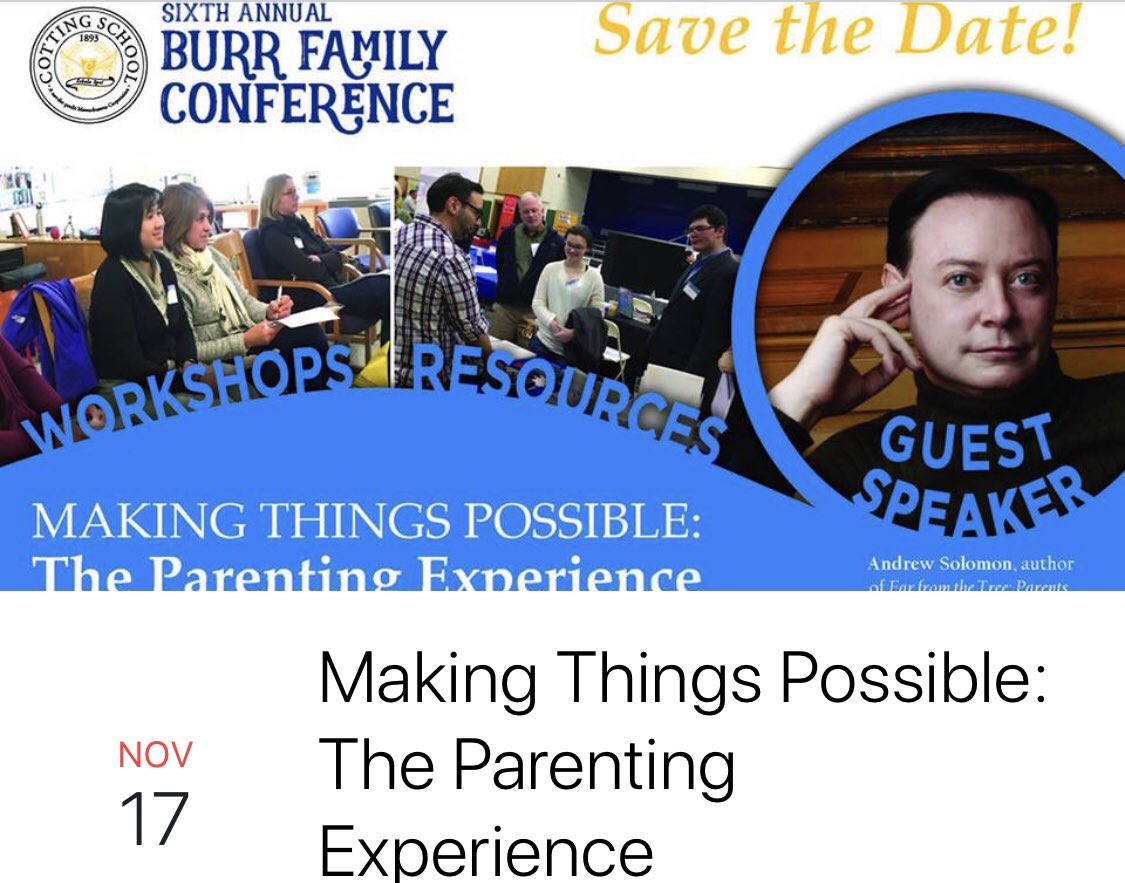 CottingSchool's tweet image. We’re pretty excited on eve of our 6th Burr Family Conference at Cotting School! Expecting a great crowd &amp;amp; doors open at 8am tomorrow! Will we see you there?? #MakingThingsPossible #TheParentingExperience #CottingSchool2018 #BestYearYet