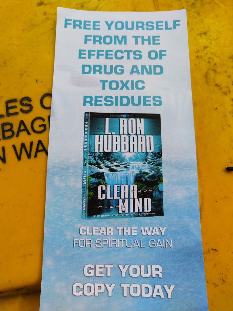 tobyhutton's tweet photo. Scientology junk mail? Really? https://t.co/fGp9NdMzg6