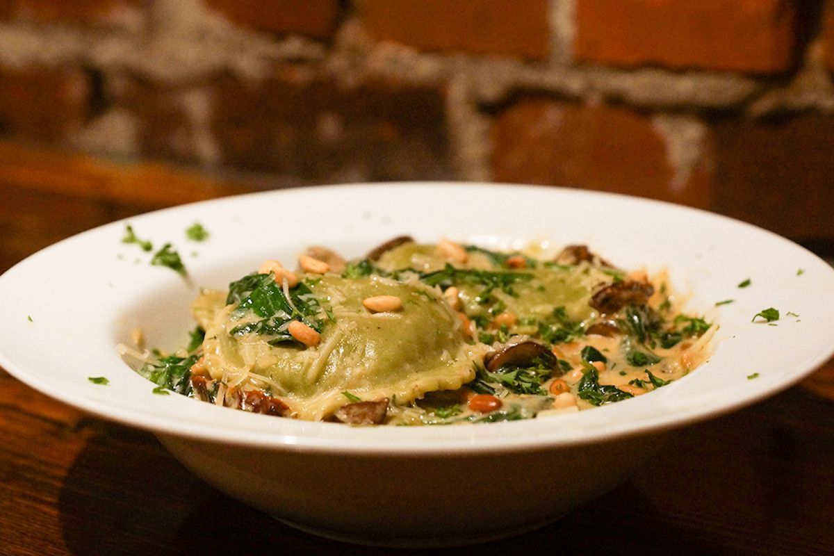 Try our tasty Gorgonzola and Spinach Ravioli!
With sun dried tomatoes, pine nuts, mushrooms in a creamy sauce
you are sure to want more! See you this weekend