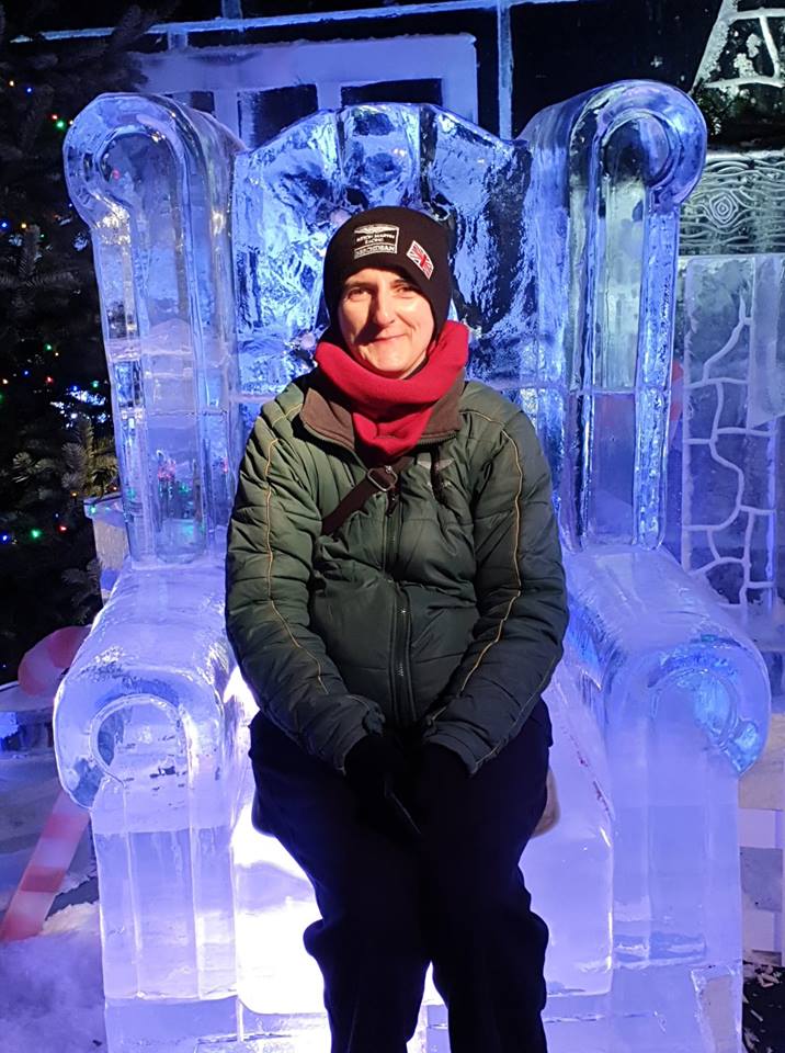Petrolheadsarah's tweet photo. Oddly enough, it did not feel too cold sitting on these ice chairs @TheIceVillage yesterday (they did have seat pads on) but it was fun trying to pay for my mulled wine at the #ArticBar as my money stuck to the bar counter! #IceVillage #JustChilling #IceChairs https://t.co/a1Zrnxf7rE