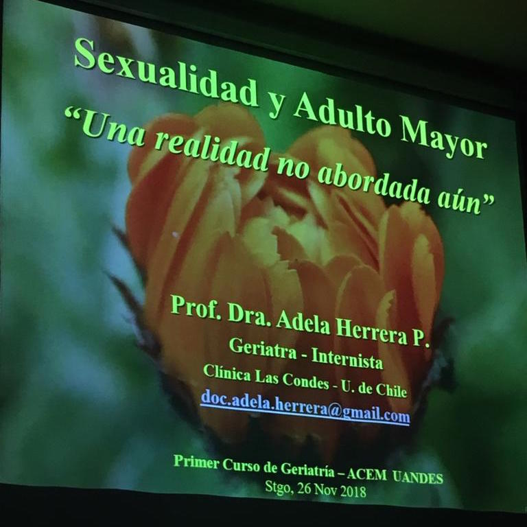 acemuandes's tweet photo. El gran tema de hoy para nuestro curso de Geriatría es Sexualidad en el Adulto Mayor, por la doctora Adela Herrera P. @Socgeriatria https://t.co/lsqMZQEszX