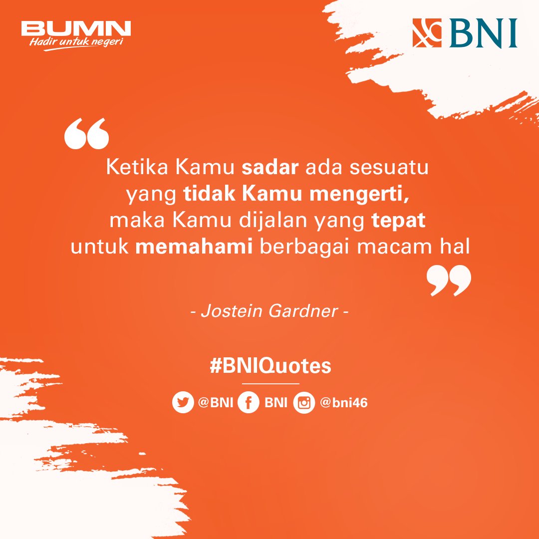 BNI's tweet photo. Punya rasa ingin tahu yang besar bisa jadi jalanmu menuju kesuksesan. Keinginan untuk terus maju akan memberi kamu dorongan untuk terus melangkah kedepan. #BNIQuotes https://t.co/2aoXHOc8Zl