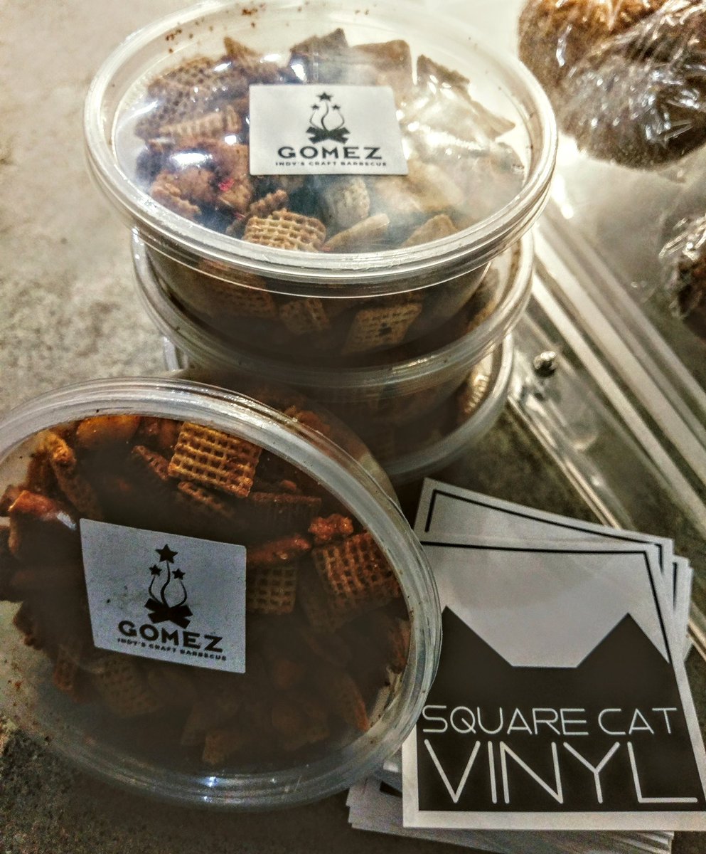 Need a small bite between sets during @tonicindy tonight?  Stop in and see <a href="/SquareCatVinyl/">Square Cat Vinyl</a> for that Gomez Smoked Snack Mix!