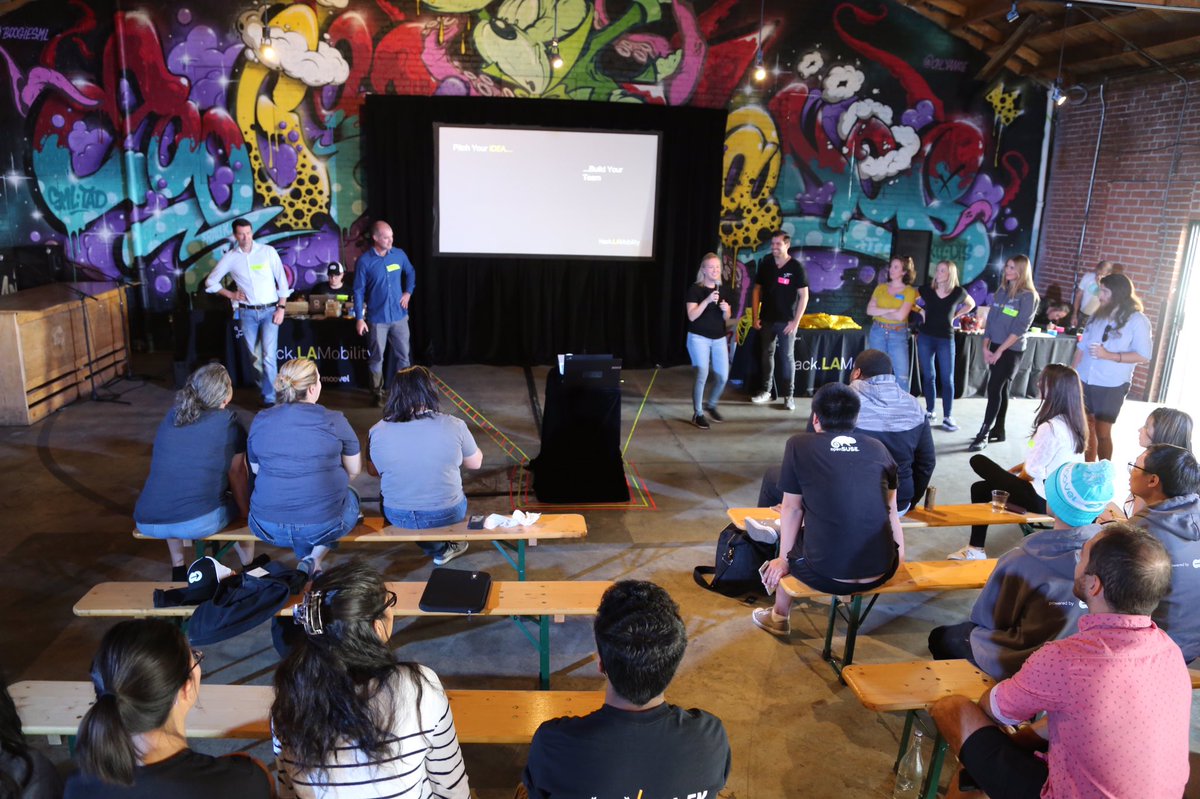 The 24-hour non-stop Hack.4Mobility hackathon has started! Drop by the Container Yard on Colyton Street to watch students and young professionals code their way to a future without traffic jams. <a href="/moovelUS/">moovel North America</a> @DigitalLife_DAI. bit.ly/2yuv1UQ #LACOMO18