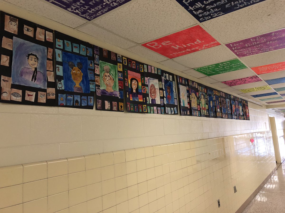 DmsSmarties's tweet photo. 7TH GRADE IS WHERE IT’S AT! 17 different self portraits! Line, shape, color, learning basics of displaying work! I can’t believe (actually, I can) how fantastic these are! Love this project! They certainly rocked it out! #successfulfacesofDMS #DMSart #mustbesuccessful https://t.co/JtJKRVifsh