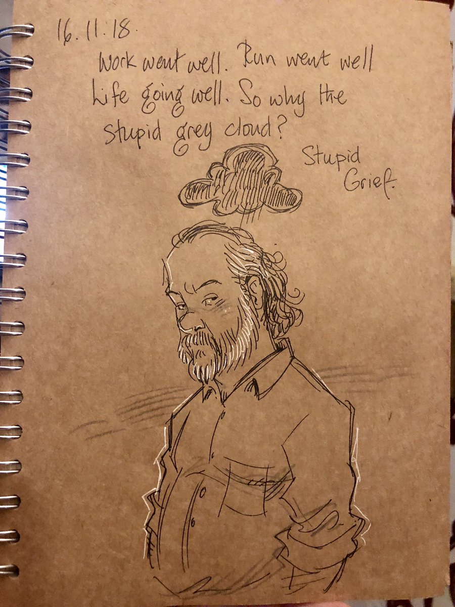 GaryScribbler's tweet photo. One of those weird, unpredictable days where it’s hard to shake off the gloom. They happen. No logic. And then they go away. The new normal. #doodleaday #widowerlife https://t.co/z4U9pvt6op