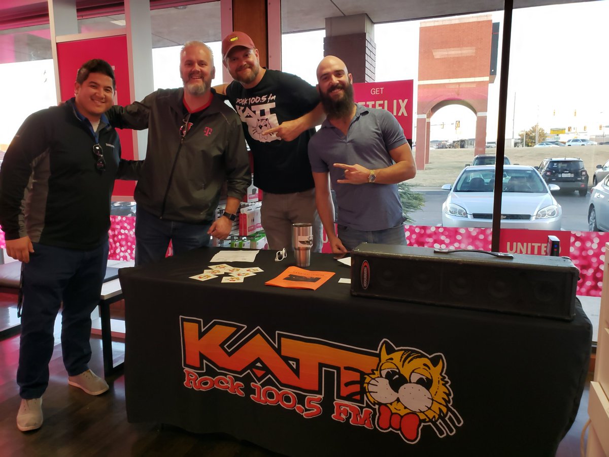 Rocking out with <a href="/TheKatt/">Rock 100.5 The KATT</a> and <a href="/QuinnMcConnell3/">Quinn McConnell</a> <a href="/TMobile/">T-Mobile</a> in the #Heartland!! #MagentaFriday for $750 off #GalaxyS9 #GalaxyNote9 and 50% off #GalaxyTabS4!

<a href="/JasSamMcNeil/">Jasson McNeil</a> <a href="/erackley18/">Elsie Rackley</a>