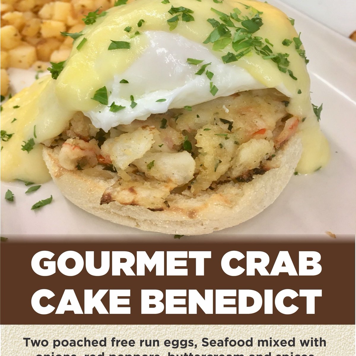 BbqTomahawk's tweet photo. Saturday's special Benny! Come give our crabcake penny a try guaranteed you'll love it!#tomahawkbbq #northshore #breakfast https://t.co/IIchRsU98y