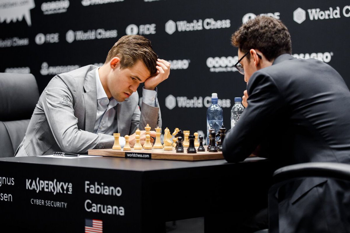 World champion Magnus Carlsen salvages miraculous draw from the endgame wreckage in game 6! chesscentre.wordpress.com

#worldchess2018 #worldchessChampionship2018 #chessworldchampionship #caruanacarlsen #carlsenvscaruana